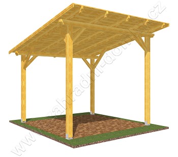 Pergola Standard 250x270, sklon krokví 10°, prkenný záklop