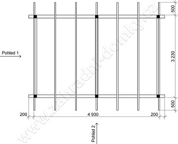 Pergola Klasik 300x470, sklon krokví 10° - půdorys