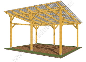 Pergola Klasik 350x470, sklon krokví 10°, polykarbonát