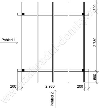 Pergola Standard 250x270, sklon krokví 10° - půdorys