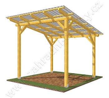 Pergola Standard 250x270, sklon krokví 10°, polykarbonát