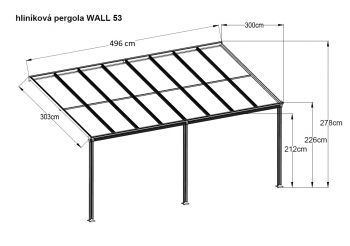 hliníková pergola WALL 53 bílá   čirý PC