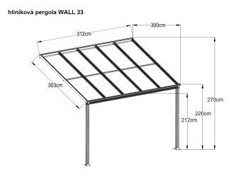 hliníková pergola WALL 33 bílá   opál PC