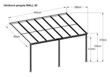 hliníková pergola WALL 43 antracit   čirý PC