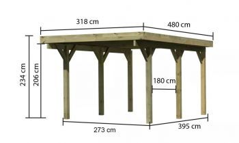 Carport CLASSIC 1A 61580 ocelové střešní plechy