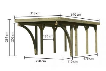 Carport CLASSIC 2C 61969 ocelové střešní plechy