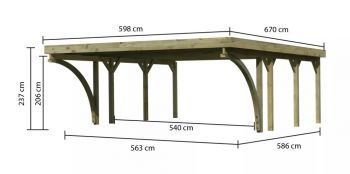 Carport CLASSIC 2C 61977 ocelové střešní plechy