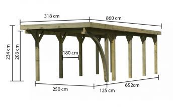 Carport CLASSIC 3B 61971 ocelové střešní plechy