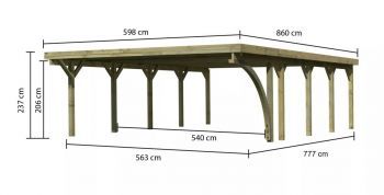 Carport CLASSIC 3B 61979 ocelové střešní plechy