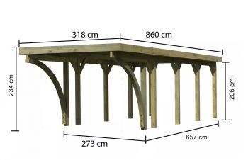 Carport CLASSIC 3C 61972 ocelové střešní plechy