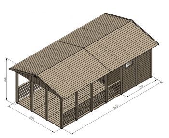 Zahradní altán Herold A3366B s terasovou podlahou (6,3 + 12,6 m2)