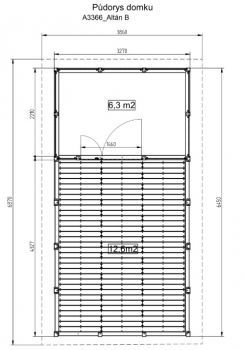 Zahradní altán Herold A3366 B Plus s plnou boční stěnou a terasovou podlahou (6,3 + 12,6 m2)