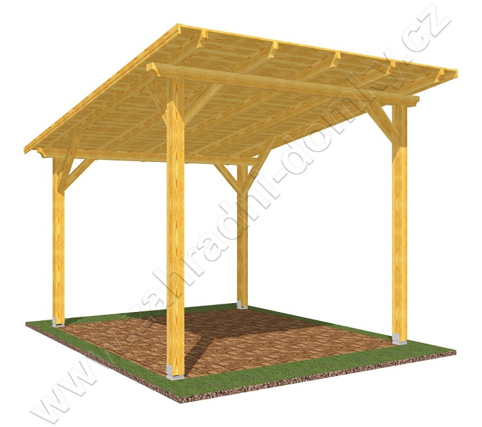 Pergola Standard 300x270, sklon krokví 10°, prkenný záklop