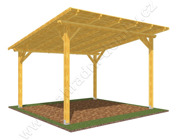 Pergola Standard 300x370, sklon krokví 10°, prkenný záklop