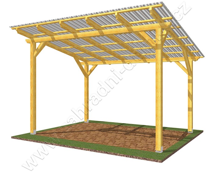 Pergola Standard 250x370, sklon krokví 10°, polykarbonát