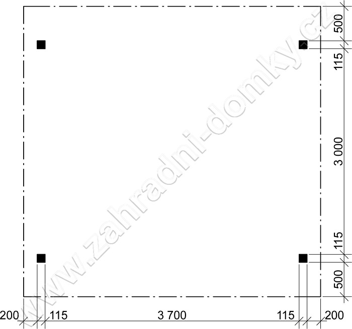 Pergola Standard 300x370, sklon krokví 10° - stojky