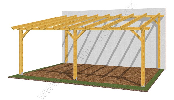 Přístřešek 400x570, sklon krokví 10°