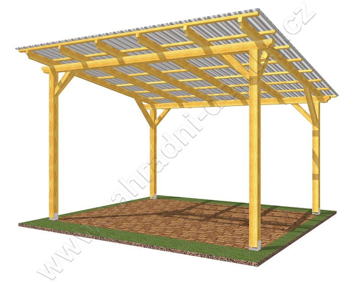 Pergola Standard 300x370, sklon krokví 10°, polykarbonát