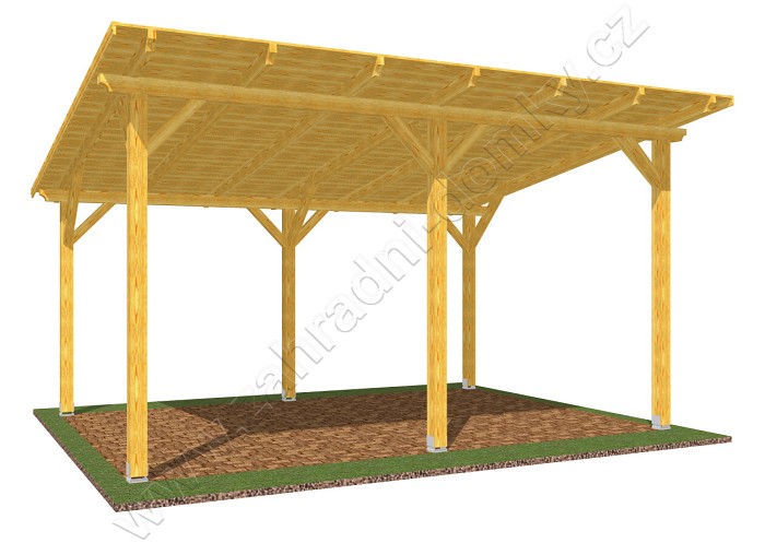 Pergola Standard 300x470, sklon krokví 10°, prkenný záklop