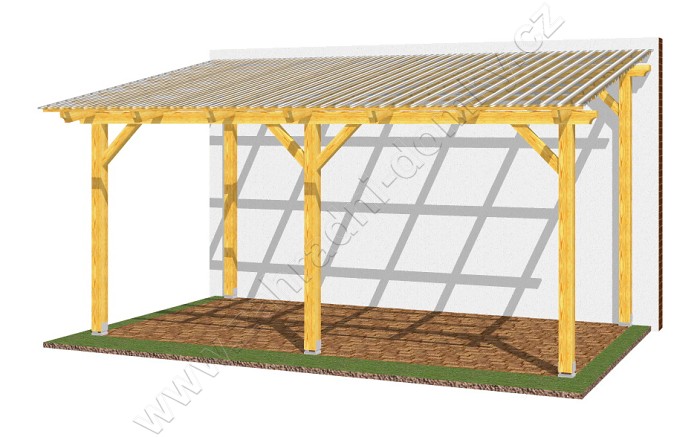 Přístřešek 250x470, sklon krokví 10°