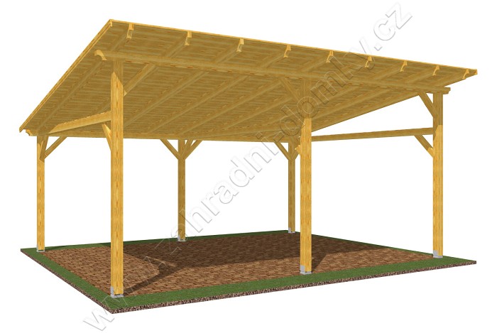 Pergola Klasik 400x570, sklon krokví 10°, prkenný záklop