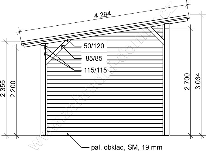 Garážové stání s úložným prostorem 300x700 B