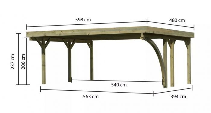 Carport CLASSIC 1B 61973 ocelové střešní plechy