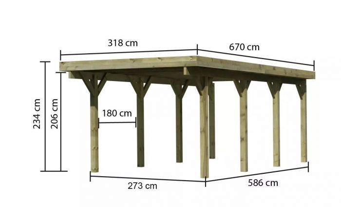 Carport CLASSIC 2A 61967 ocelové střešní plechy