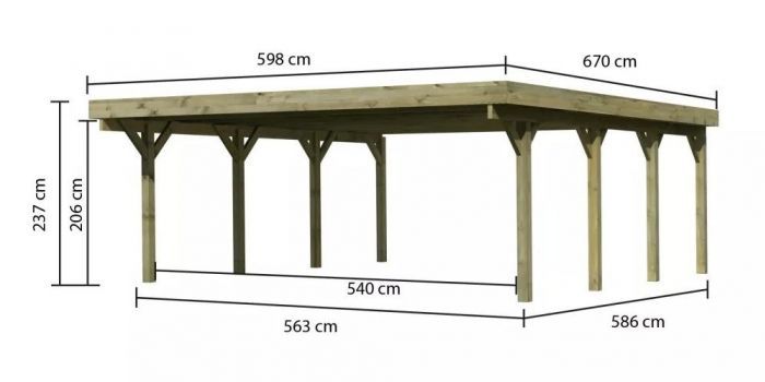 Carport CLASSIC 2A 61975 ocelové střešní plechy