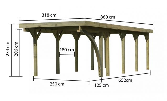 Carport CLASSIC 3B 61971 ocelové střešní plechy