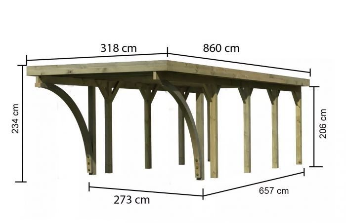 Carport CLASSIC 3C 61972 ocelové střešní plechy