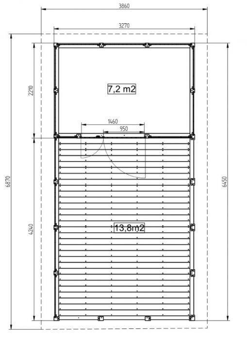 Zahradní altán Herold A3366B s terasovou podlahou (6,3 + 12,6 m2)