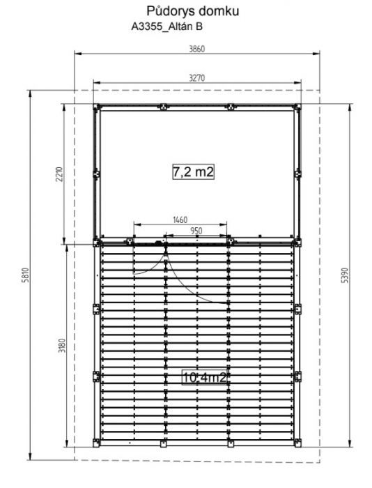 Zahradní altán Herold A3355 B s terasovou podlahou (6,3 + 9,6 m2)