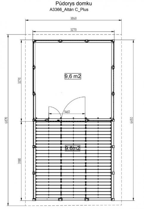 Zahradní altán Herold A3366C s terasovou podlahou (9,6 + 9,6 m2)